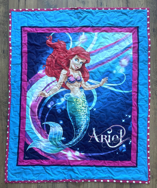 DISNEY LITTLE MERMAID Inspired ARIEL Quilted Blanket 1 AVAILABLE