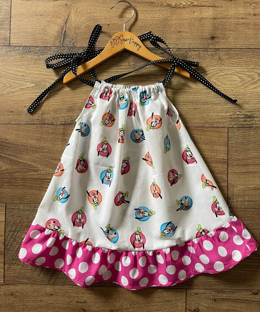 Girls Infant Toddler GOOFY Inspired Sundress Pillowcase Style with bottom ruffle