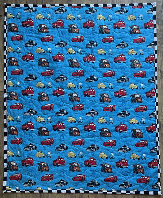 CARS CHARACTERS MATER & LIGHTNING MC QUEEN 95 INSPIRED QUILTED BLANKET
