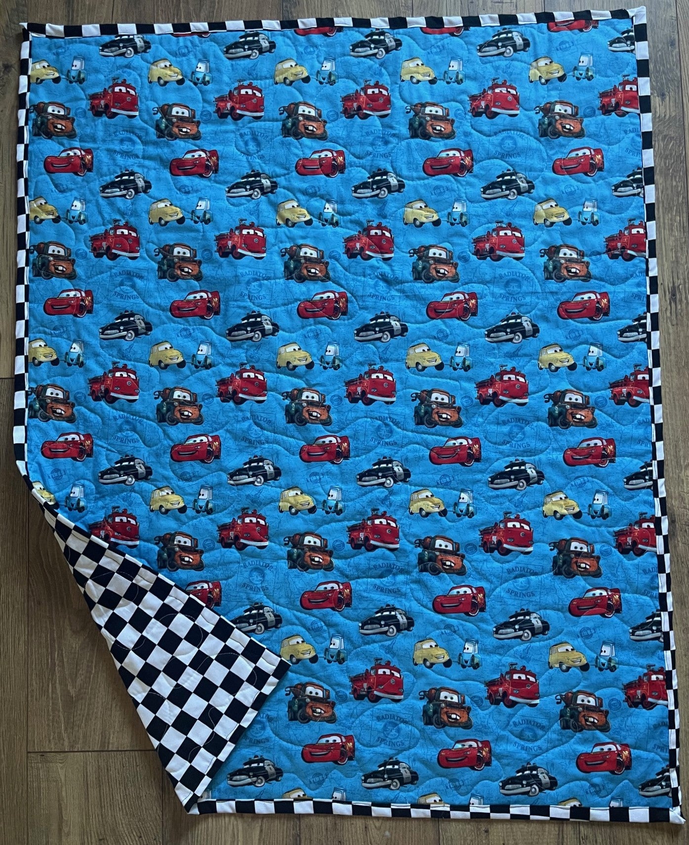 CARS CHARACTERS MATER & LIGHTNING MC QUEEN 95 INSPIRED QUILTED BLANKET