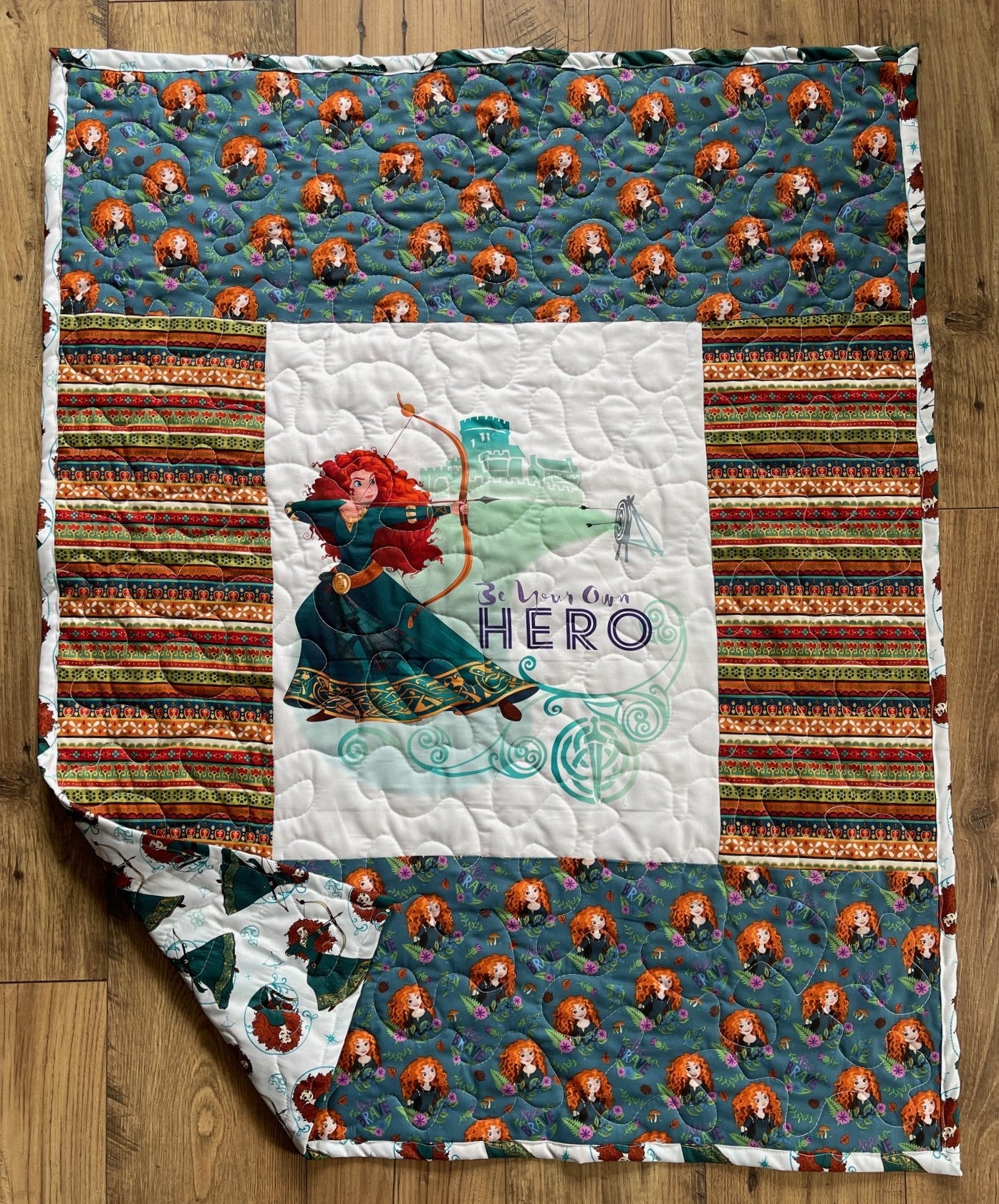 DISNEY MERIDA BRAVE Inspired BE YOUR OWN HERO 36"x44" Quilted Blanket
