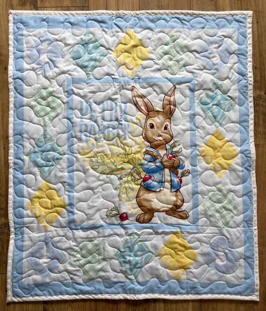 Peter Rabbit Quilted Blanket with soft flannel backing