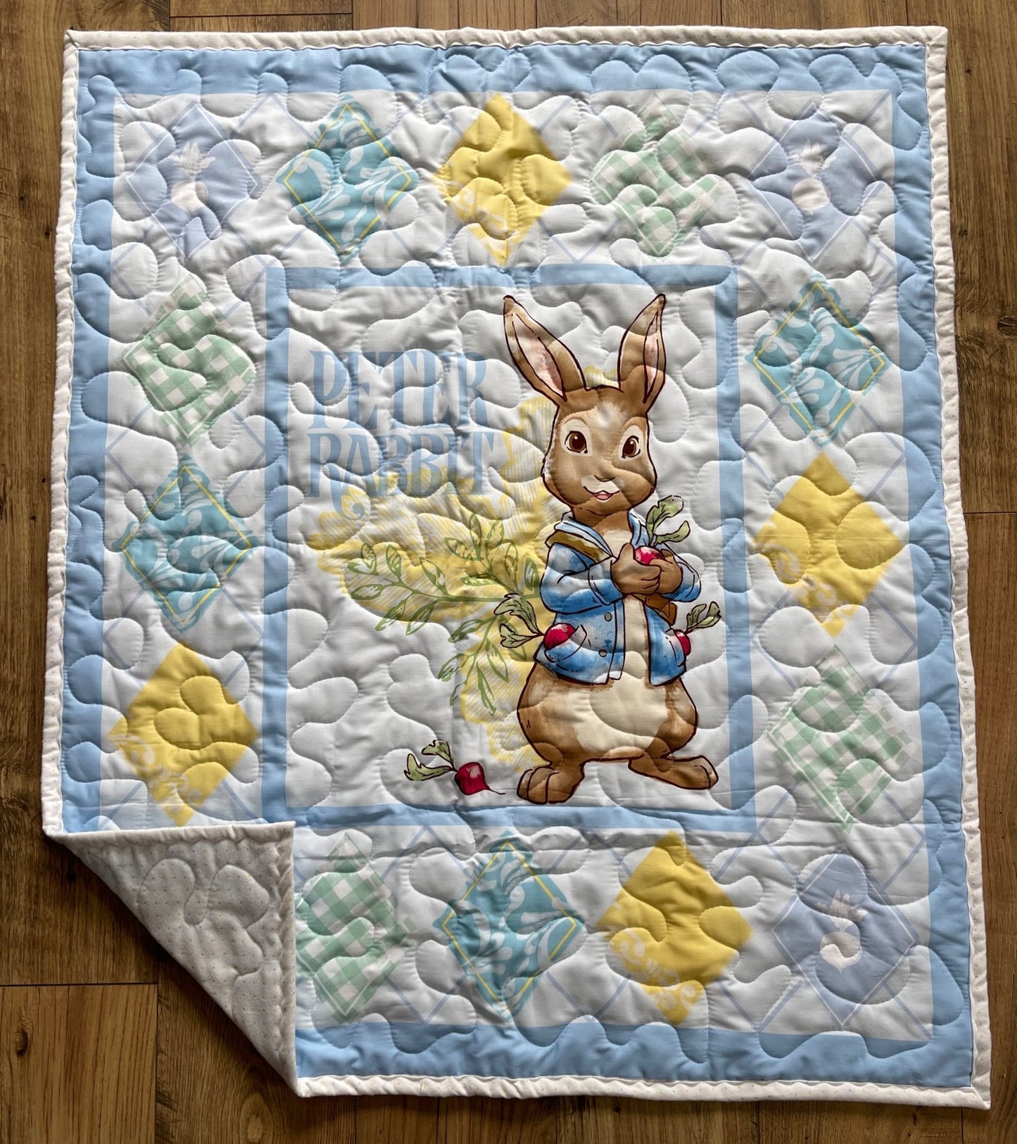 Peter Rabbit Quilted Blanket with soft flannel backing