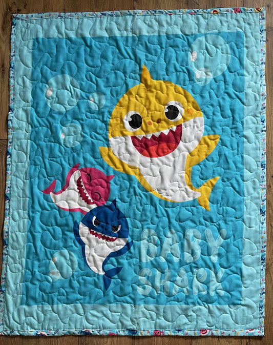 BABY SHARK CARTOON Inspired 36"x44" Quilted Blanket