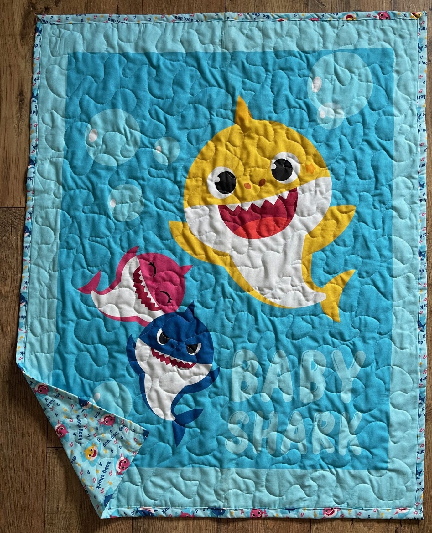 BABY SHARK CARTOON Inspired 36"x44" QUILTED BLANKET