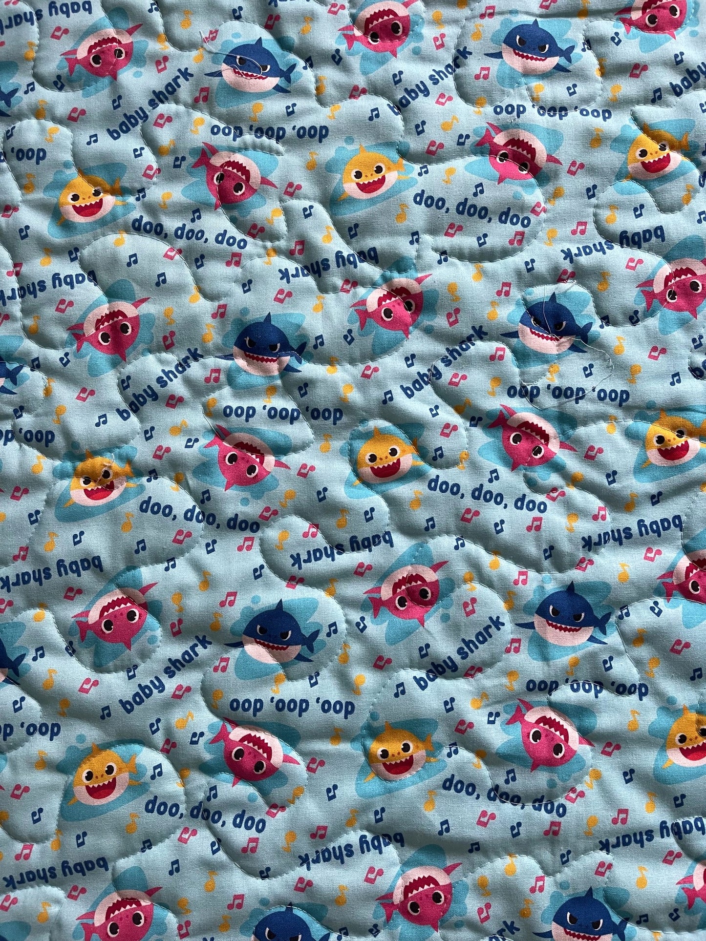 BABY SHARK CARTOON Inspired 36"x44" QUILTED BLANKET