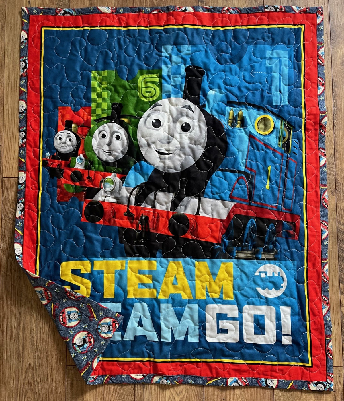 THOMAS THE TRAIN 36"X44" TEAM STEAM GO! QUILTED BLANKET – DDSewHappy