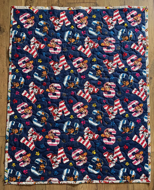 PAW PATROL MARSHALL, CHASE, RUBBLE & SKYE Inspired 36"x44" REVERSIBLE Quilted Blanket
