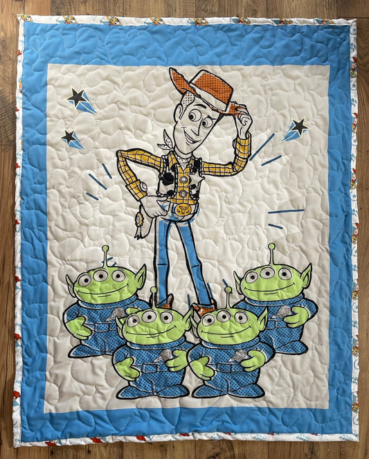 TOY STORY SHERIFF WOODY & ALIENS INSPIRED QUILTED BLANKET