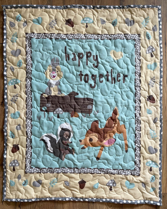 BAMBI & THUMPER Inspired FRIENDS TOGETHER Quilted Blanket 36"X44" 1 AVAILABLE