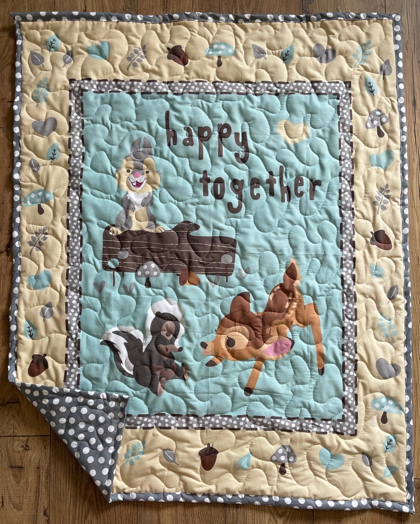 BAMBI & THUMPER Inspired FRIENDS TOGETHER Quilted Blanket 36"X44" WOODLAND THEME 1 AVAILABLE
