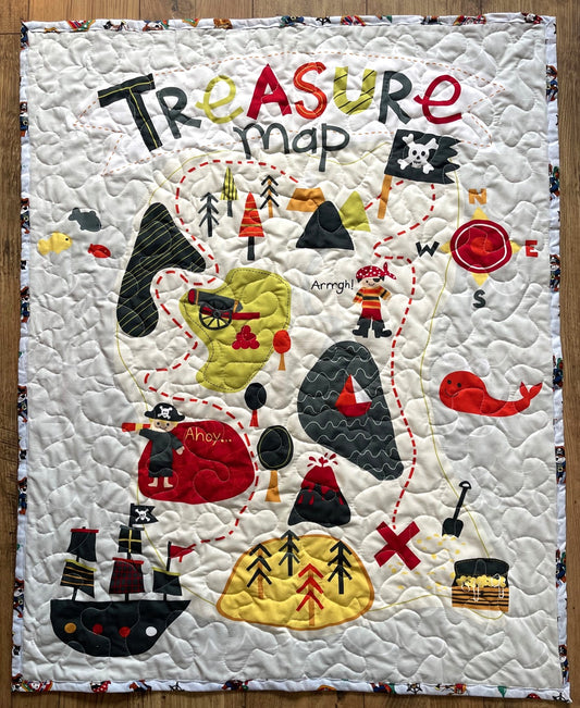 PIRATE TREASURE MAP PIRATE INSPIRED QUILTED BLANKET
