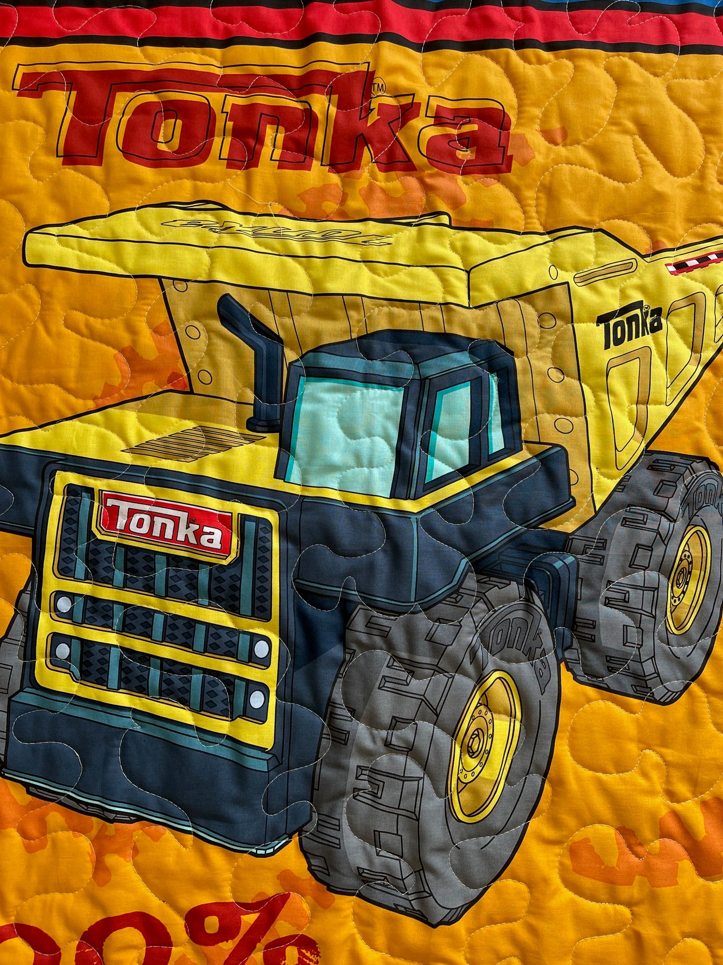 TONKA DUMP TRUCK 100% TOUGH 36"X44" "TIME TO WORK" QUILTED BLANKET