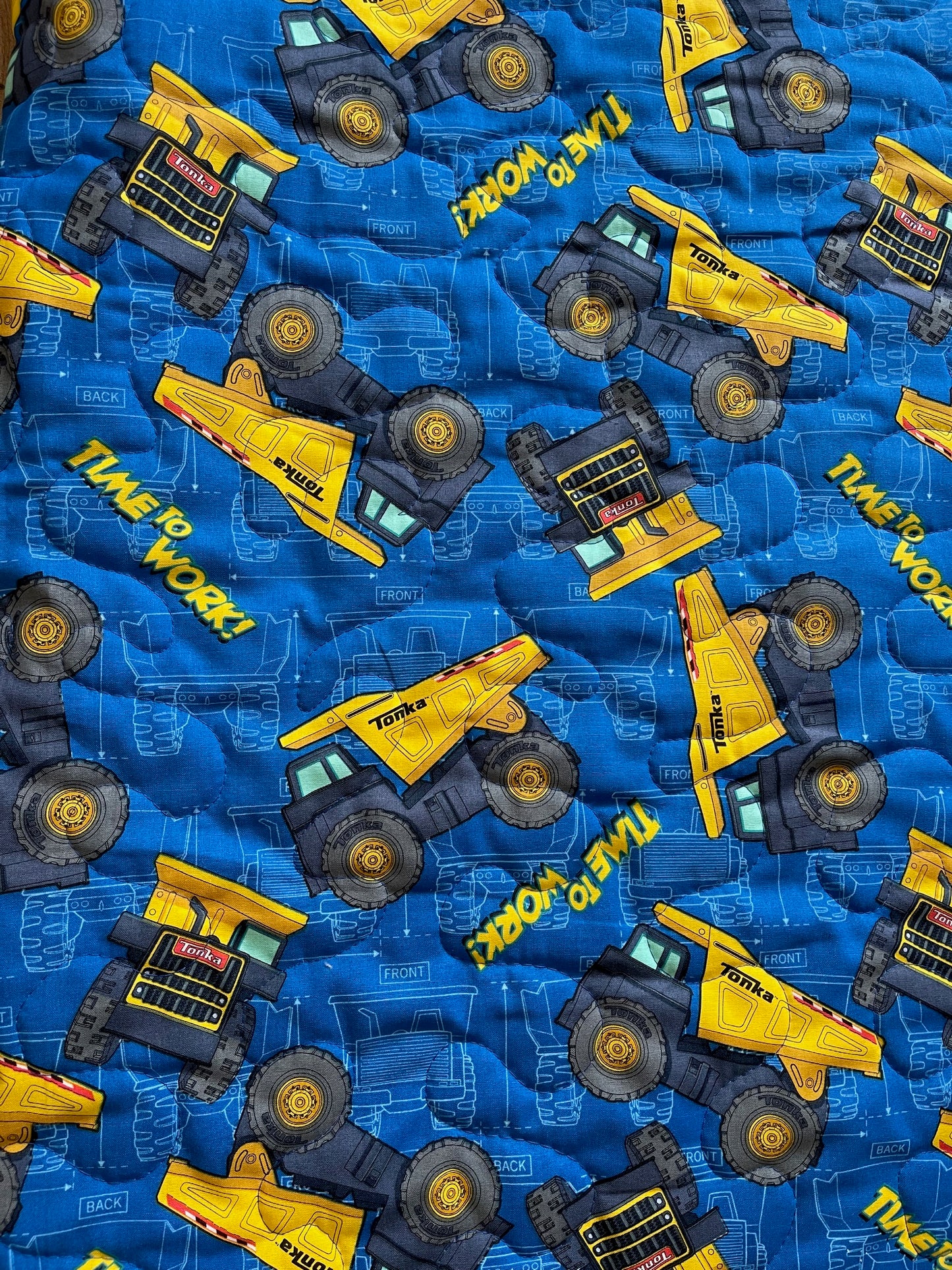 TONKA DUMP TRUCK 100% TOUGH 36"X44" "TIME TO WORK" QUILTED BLANKET