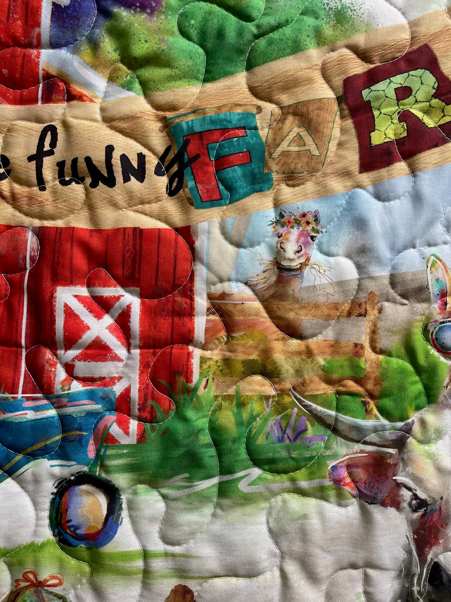 FARM ANIMALS *WELCOME TO THE FUNNY FARM* Handmade Quilted Blanket