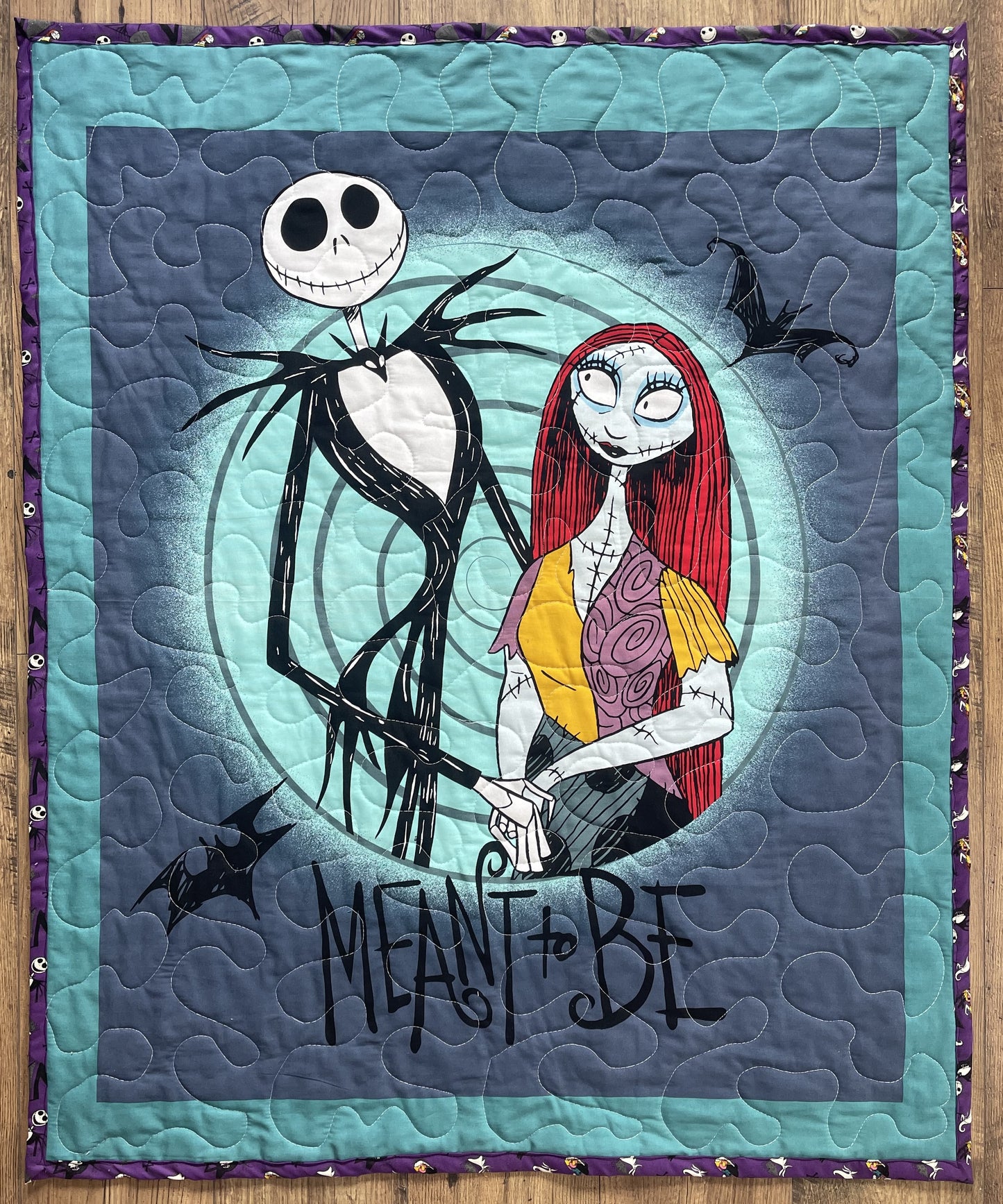 NIGHTMARE BEFORE CHRISTMAS *MEANT TO BE* JACK & SALLY INSPIRED QUILTED BLANKET