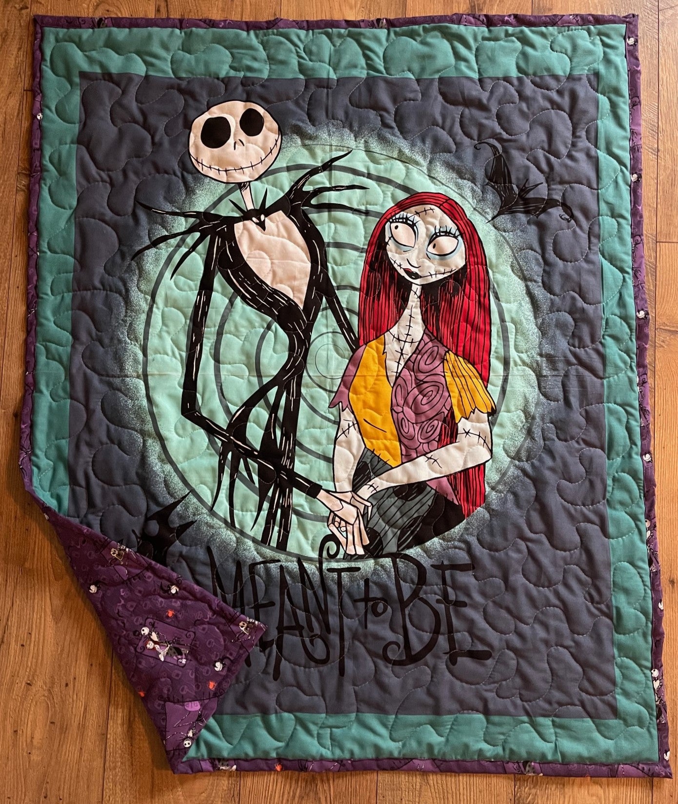 NIGHTMARE BEFORE CHRISTMAS JACK & SALLY 36"X44" MEANT TO BE QUILTED BLANKET