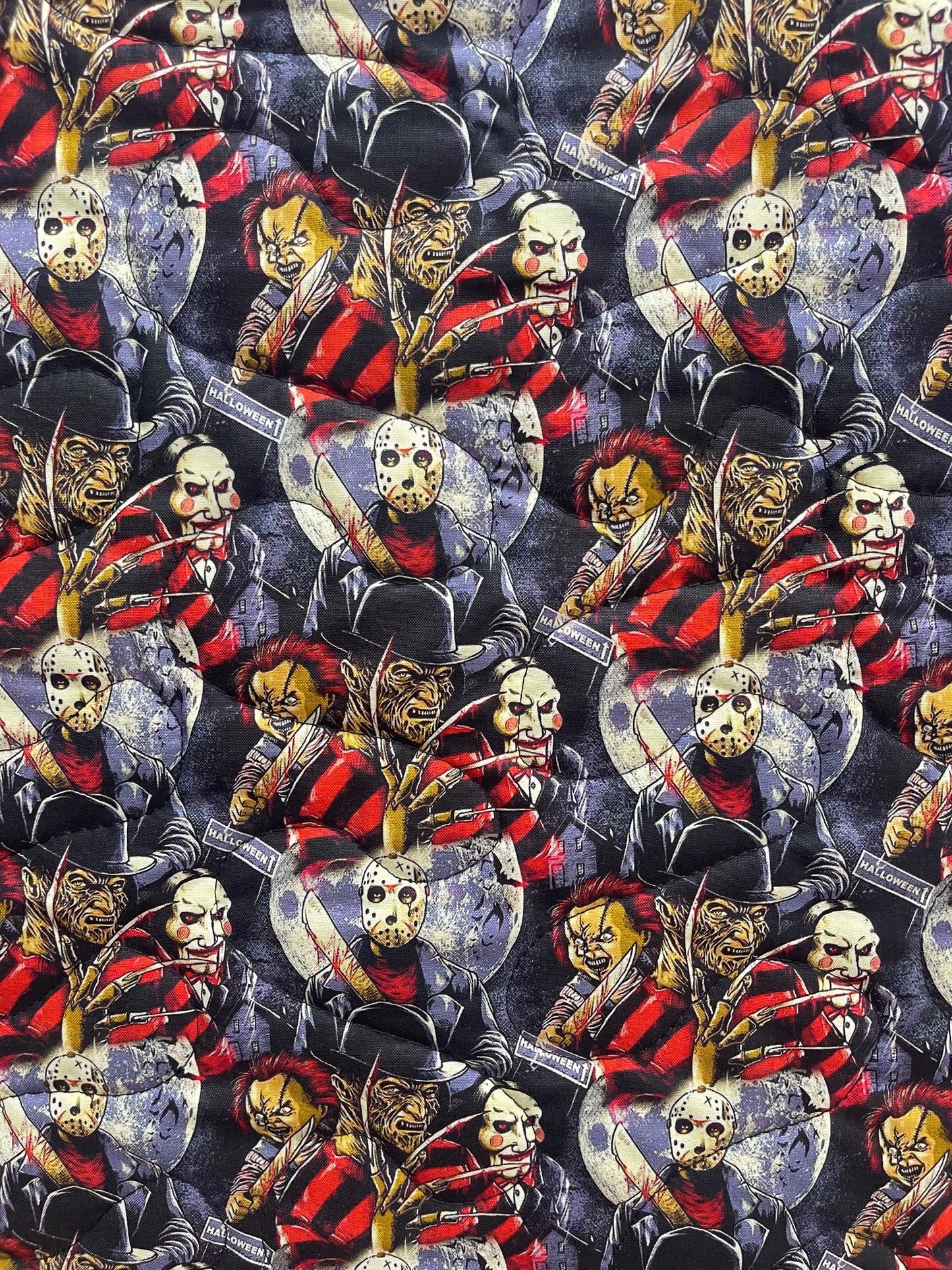 HALLOWEEN HORROR MOVIES INSPIRED QUILT BLANKET JASON, FREDDY, CHUCKY MIKE MEYERS
