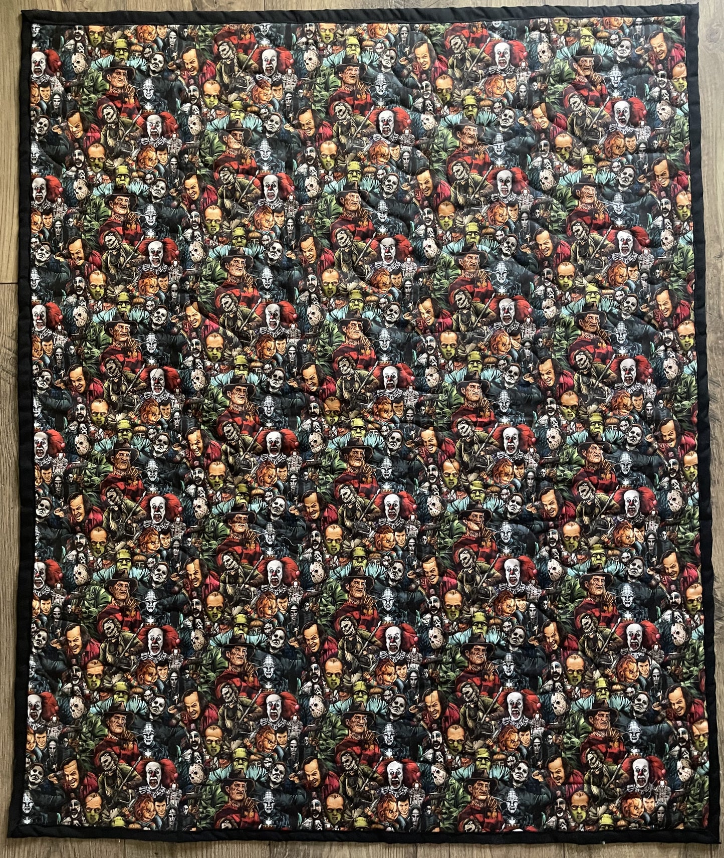 HALLOWEEN HORROR MOVIES INSPIRED QUILT BLANKET FRANKENSTEIN, JASON, FREDDY, CHUCKY MIKE MEYERS and More
