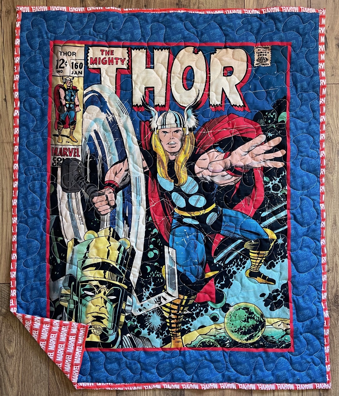 MARVEL COMICS SUPERHERO AVENGERS "THOR" COMICBOOK COVER 36"X44" Quilted Blanket 1 AVAILABLE