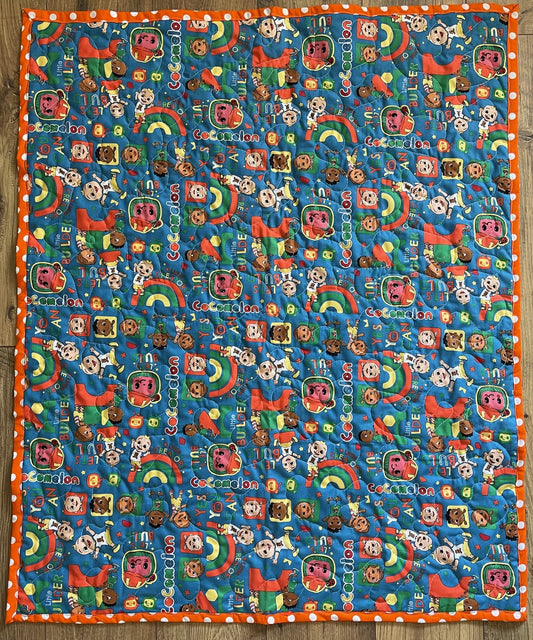 COLORFUL COCOMELON CARTOON INSPIRED QUILTED BLANKET