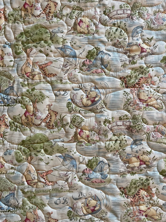 WINNIE THE POOH CHARACTERS IN BLUSTERY DAY INSPIRED QUILTED BLANKET