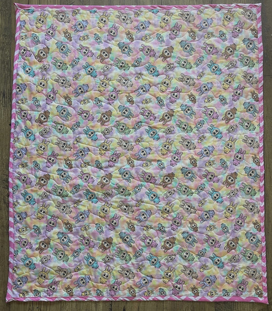 LABUBU MONSTERS DOLL ANIME PASTEL Inspired Quilted Blanket