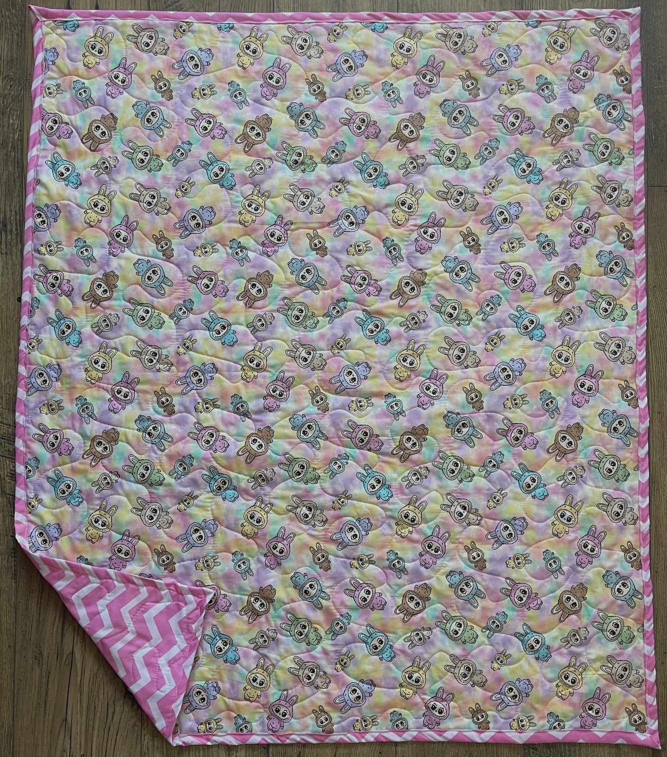 LABUBU MONSTERS DOLL ANIME PASTEL Inspired Quilted Blanket