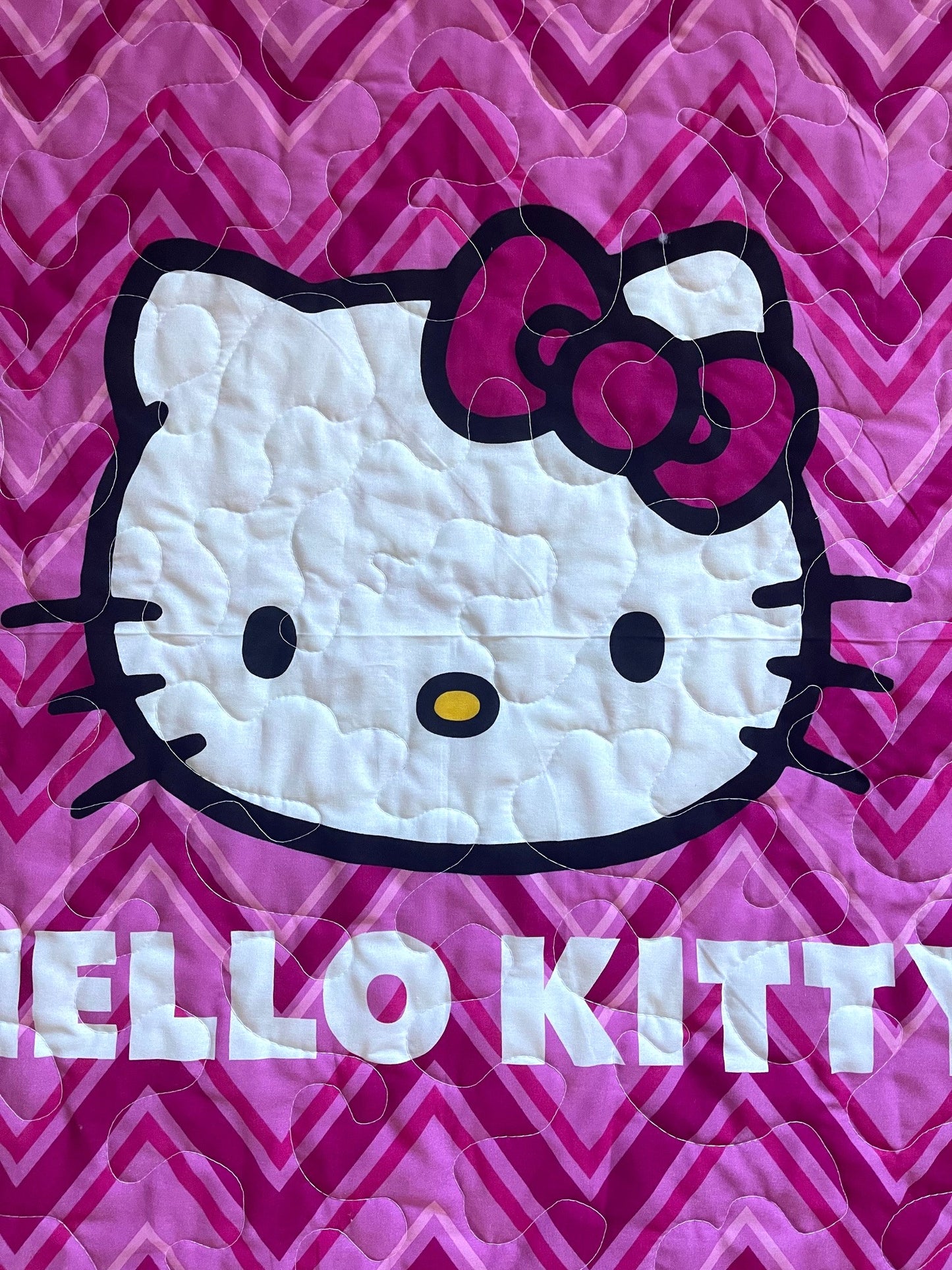 HELLO KITTY PINK CHEVRON INSPIRED QUILTED BLANKET