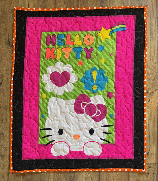 HELLO KITTY NEON EXPRESSIONS QUILTED BLANKET