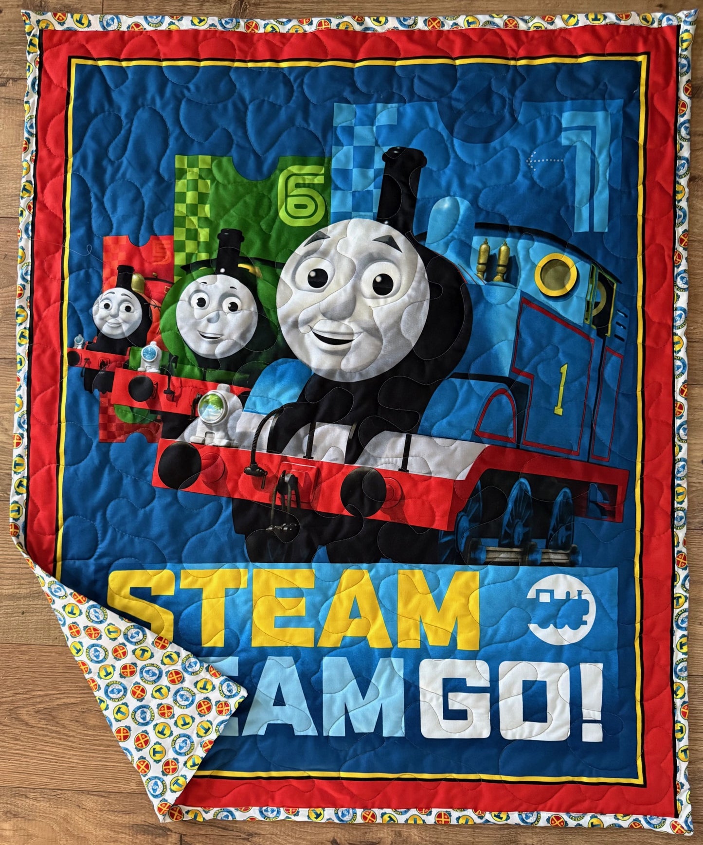 THOMAS THE TRAIN & FRIENDS TEAM STEAM GO! INSPIRED QUILTED BLANKET