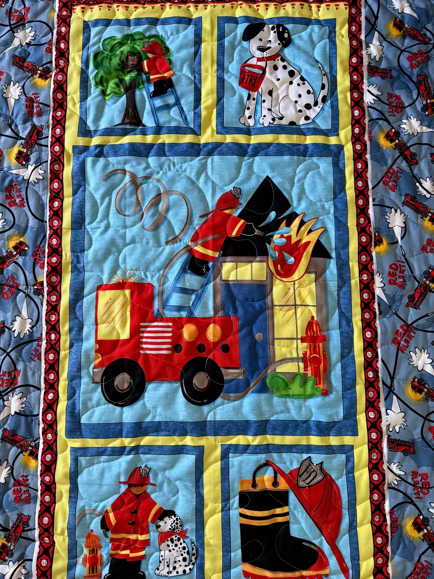 FIREMAN FIRE TRUCK FIRST ALARM FIRE INSPIRED Quilted Blanket