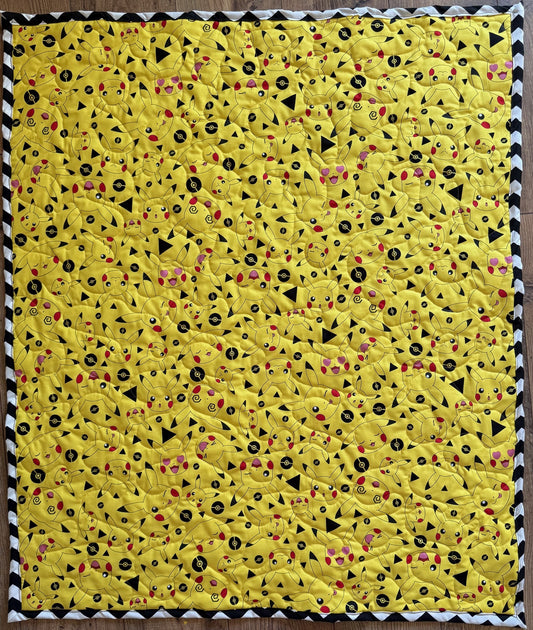 NINTENDO POKEMON VIDEO GAME PIKACHU YELLOW INSPIRED QUILTED BLANKET