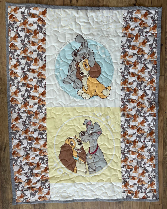 DISNEY CLASSIC LADY AND THE TRAMP INSPIRED QUILTED BLANKET