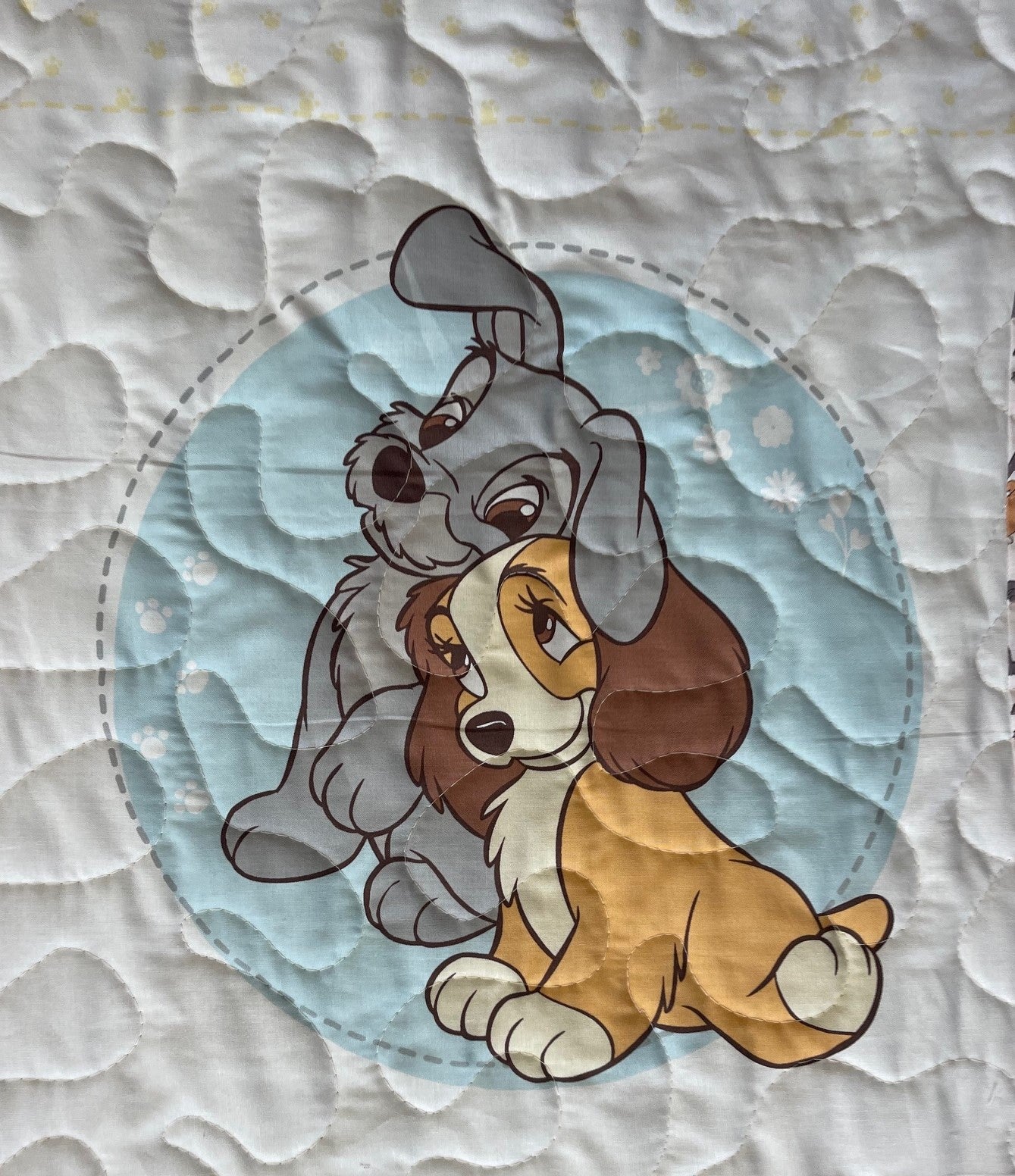 CLASSIC LADY AND THE TRAMP and PUPPIES INSPIRED QUILTED BLANKET