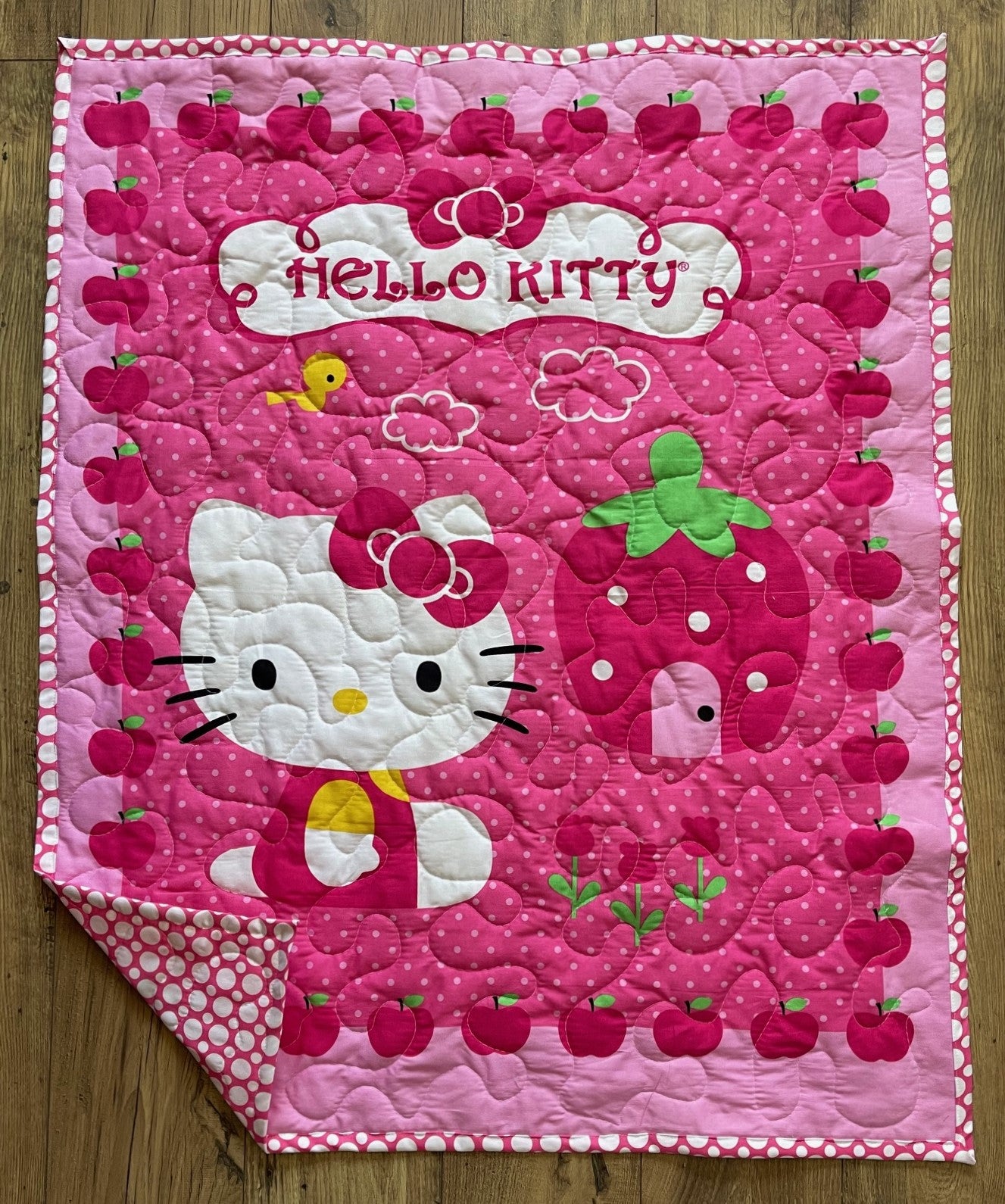 KITTY STRAWBERRY & APPLES INSPIRED QUILTED BLANKET