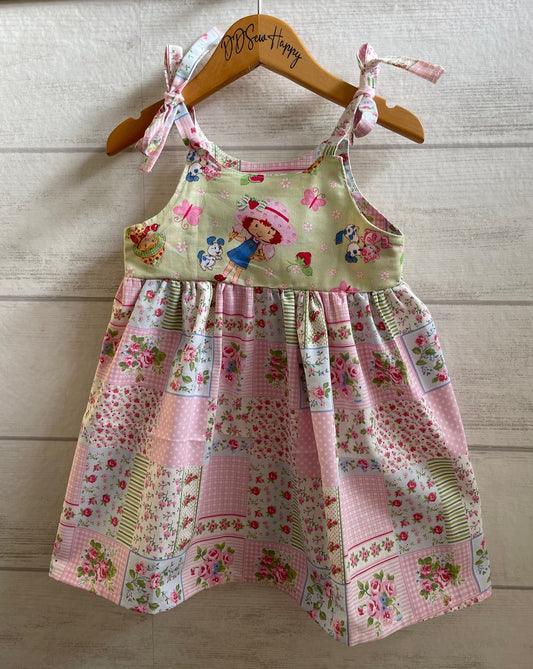 Girls and Toddlers STRAWBERRY SHORTCAKE INSPIRED Boho Style Sundress with Shoulder Ties