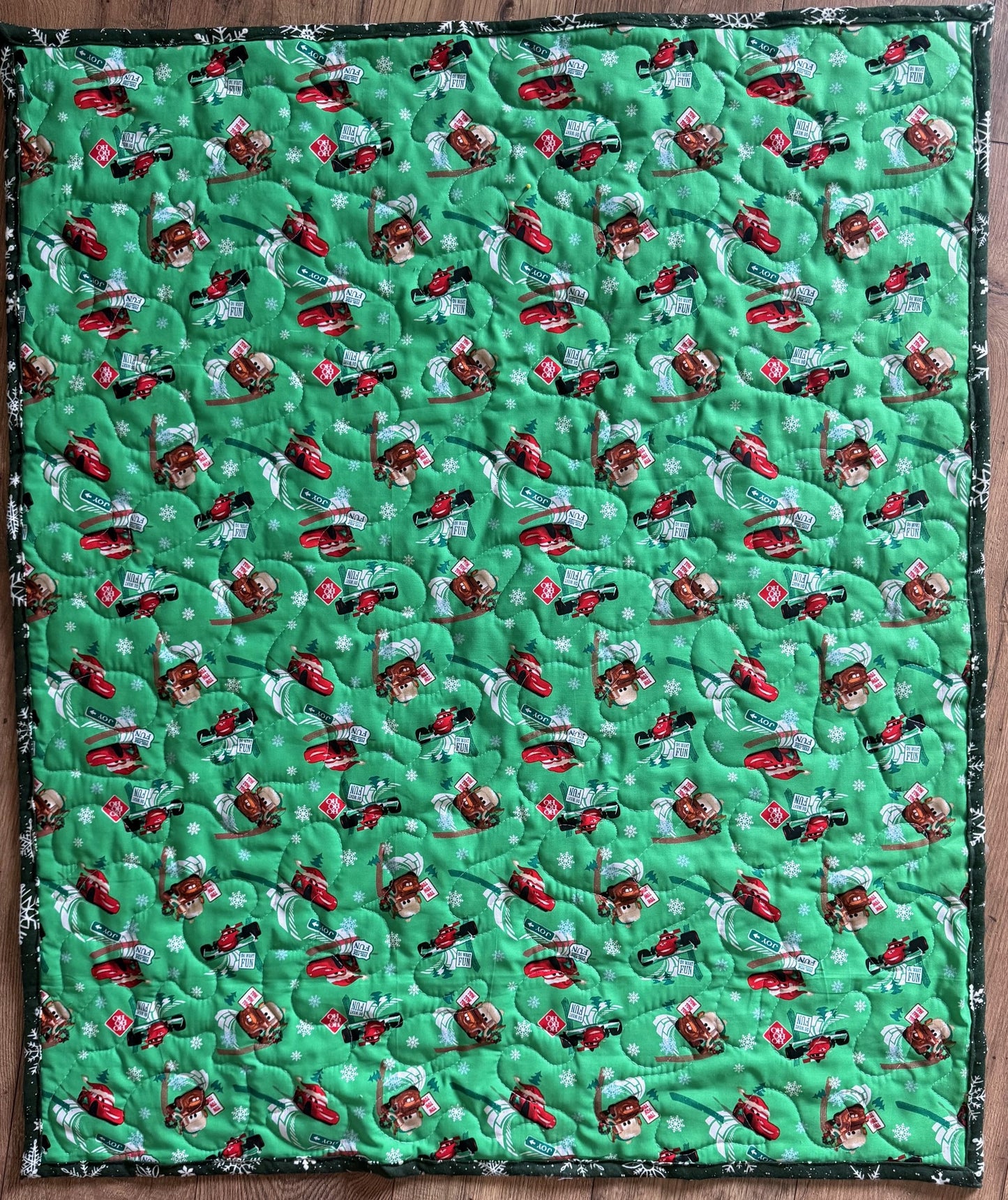 CHRISTMAS HOLIDAY DISNEY PIXAR CARS CHARACTERS MATER & LIGHTNING MC QUEEN 95 INSPIRED QUILTED BLANKET