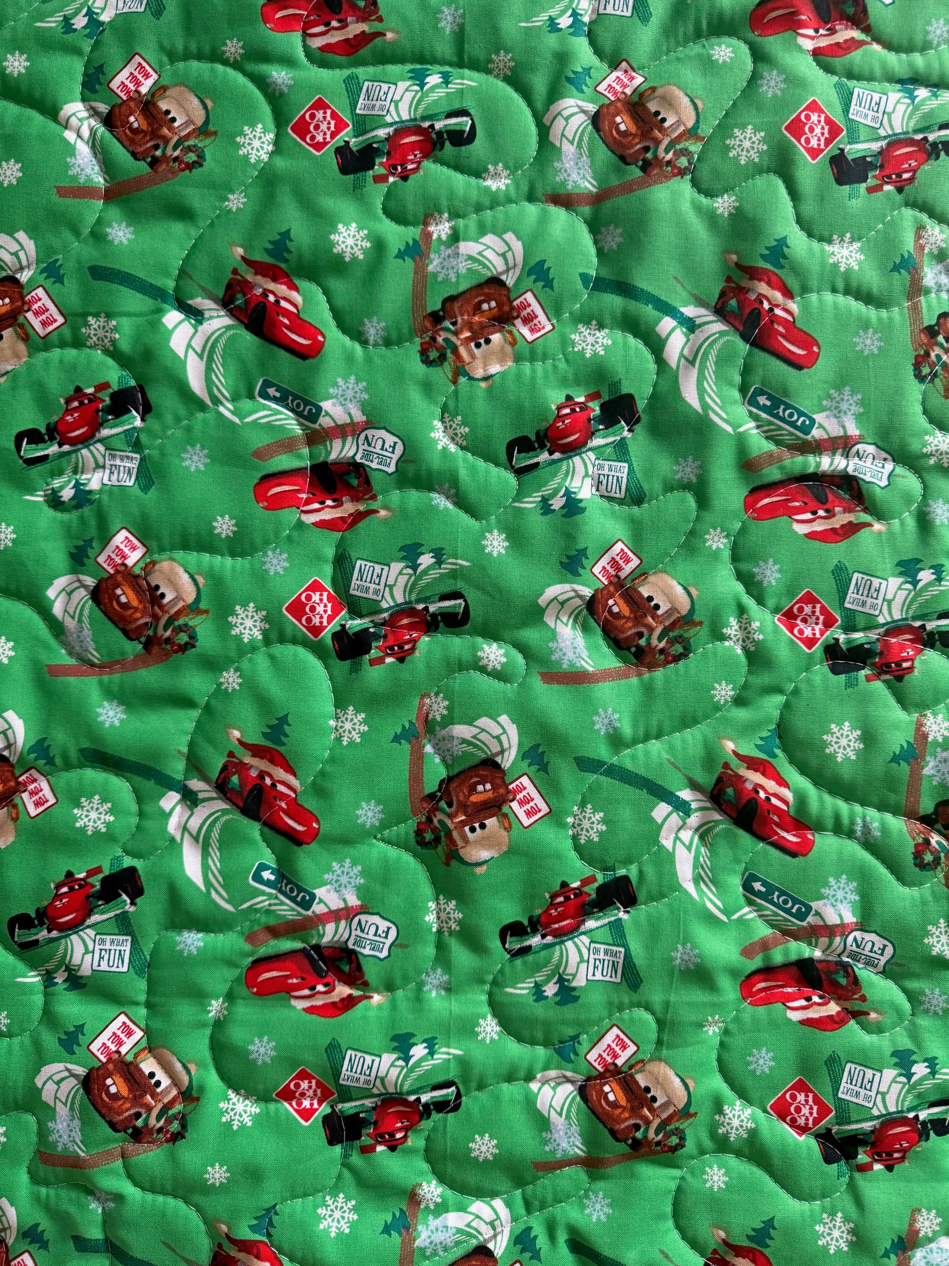 CHRISTMAS HOLIDAY DISNEY PIXAR CARS CHARACTERS MATER & LIGHTNING MC QUEEN 95 INSPIRED QUILTED BLANKET