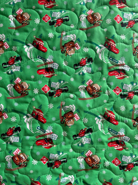 CHRISTMAS HOLIDAY DISNEY PIXAR CARS CHARACTERS MATER & LIGHTNING MC QUEEN 95 INSPIRED QUILTED BLANKET