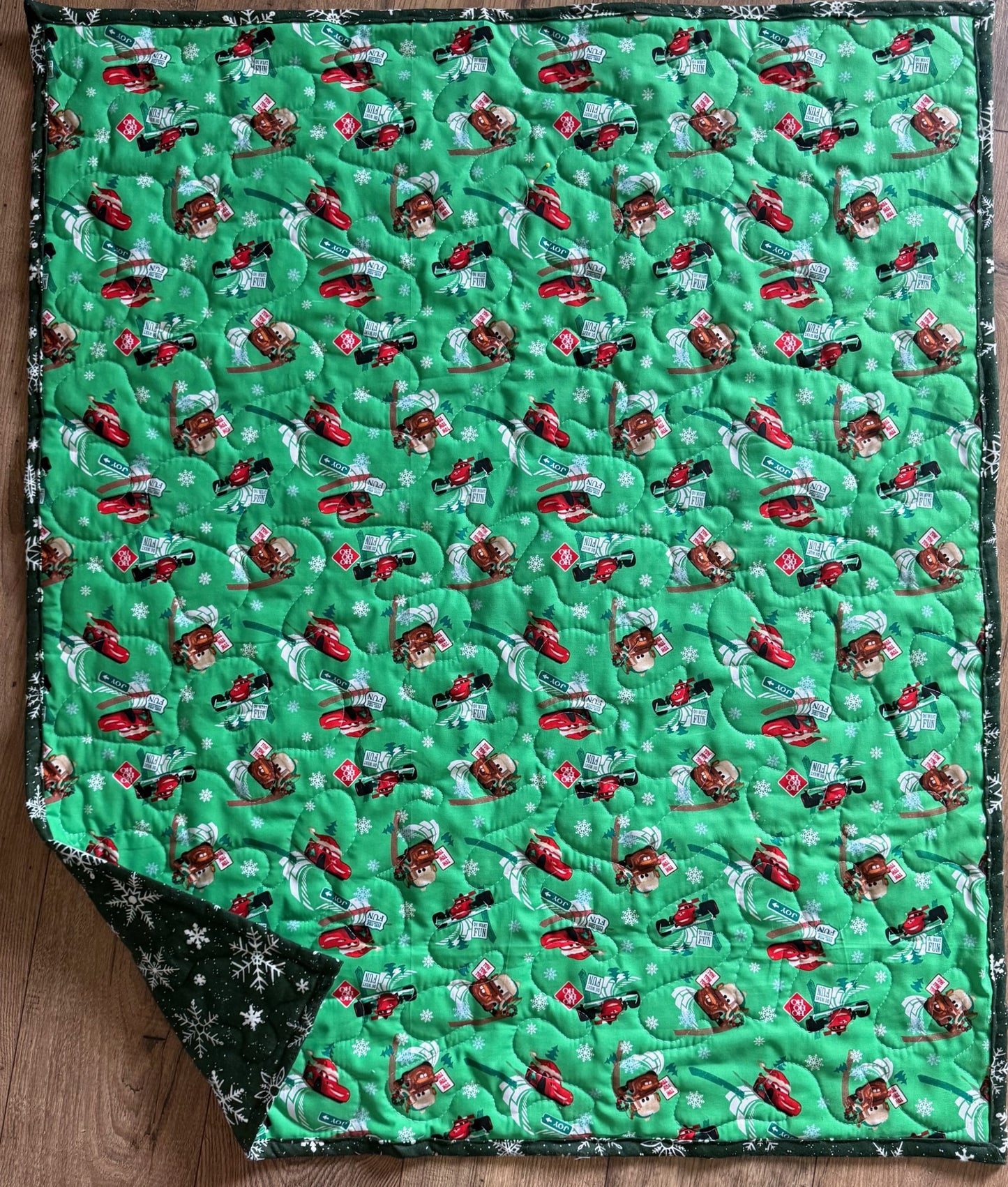 CARS CHRISTMAS THEMED INSPIRED QUILTED BLANKET