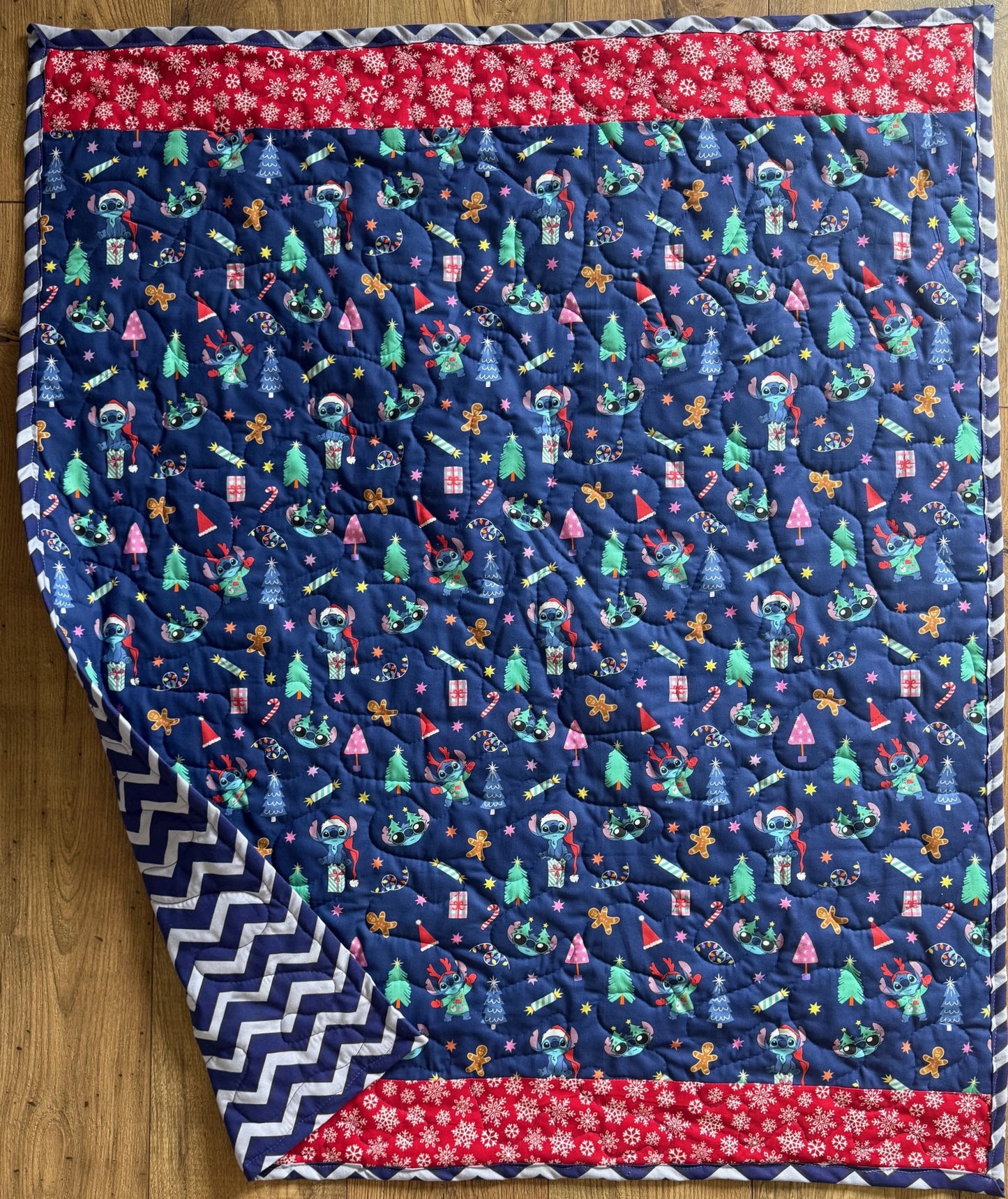 CHRISTMAS FUN WITH STITCH DISNEY LILO & STITCH INSPIRED Quilted Blanket