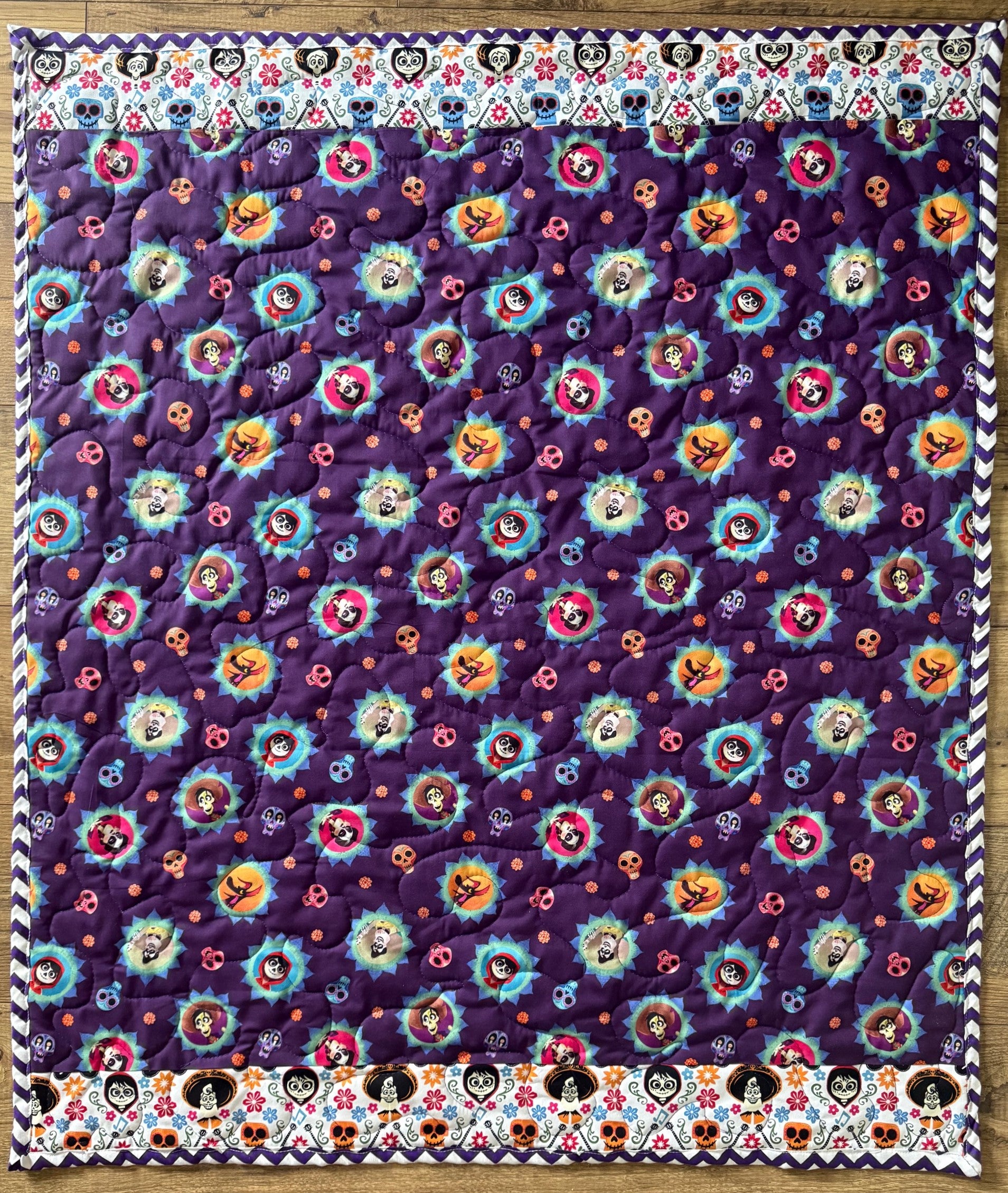 DISNEY COCO MOVIE Día de los Muertos Day of the Dead Inspired QUILTED BLANKET 