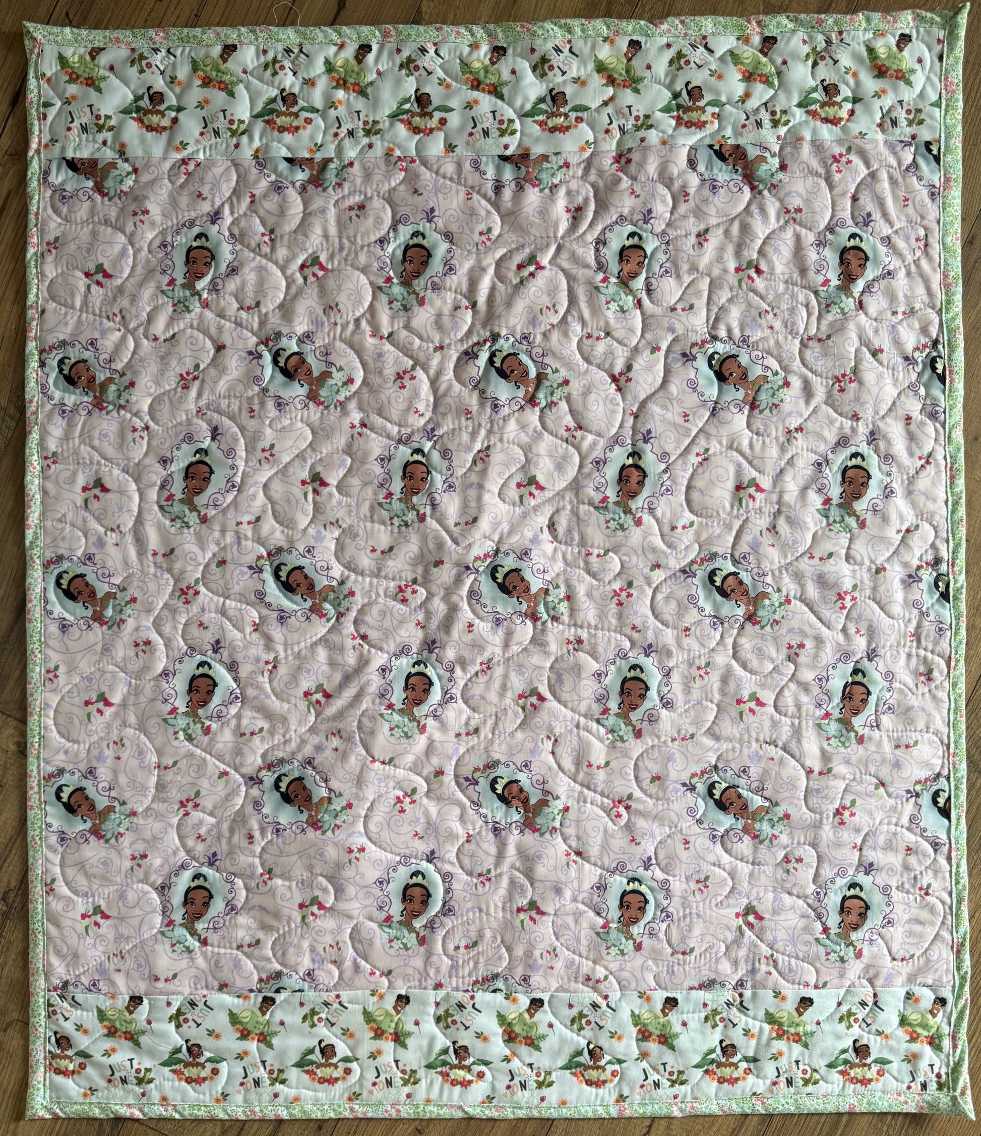 TIANA PRINCESS AND THE FROG Inspired JUST ONE KISS Quilted Blanket