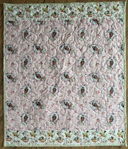 TIANA PRINCESS AND THE FROG Inspired JUST ONE KISS Quilted Blanket