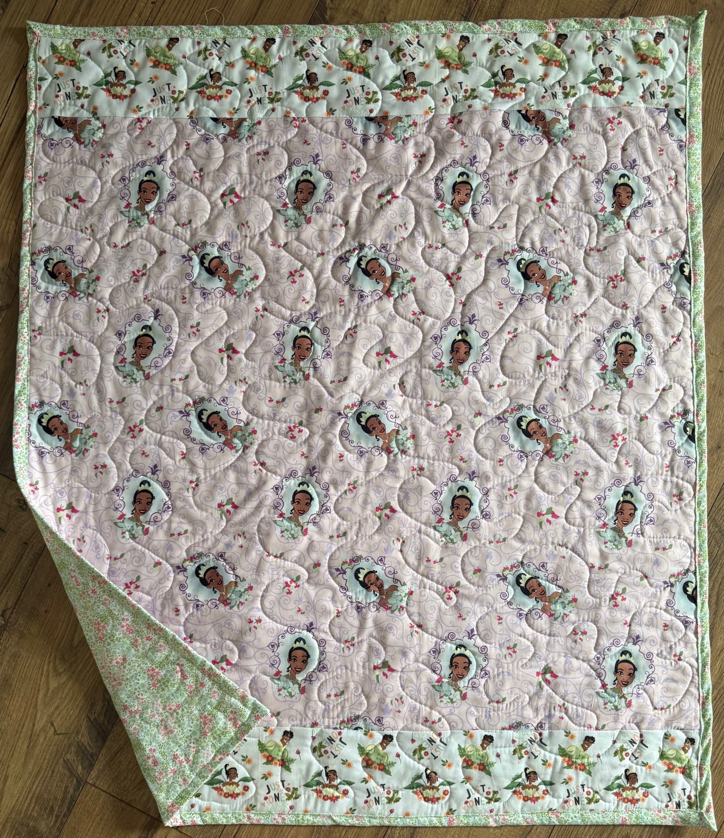 TIANA PRINCESS AND THE FROG Inspired JUST ONE KISS Quilted Blanket