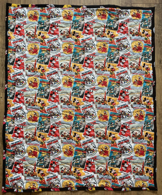 CLASSIC WALT DISNEY'S MICKEY MOUSE & MINNIE MOUSE POSTERS Inspired Quilted Blanket 36"x44" 