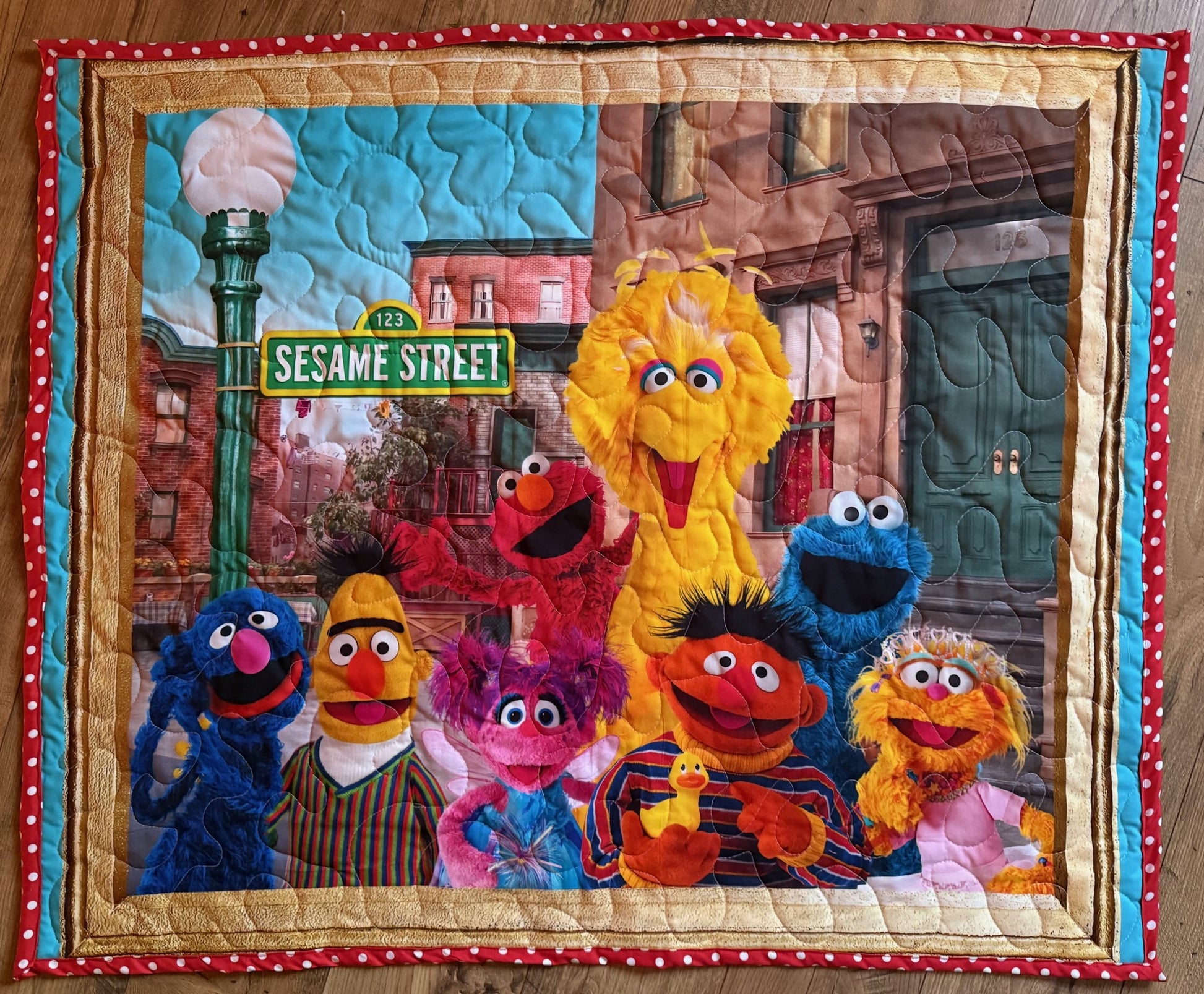 SESAME STREET INSPIRED QUILTED BLANKET COOKIE MONSTER, BIG BIRD, ELMO, GROVER