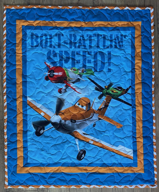 DISNEY PLANES *BOLT RATTLIN' SPEED* AIRPLANE QUILTED BLANKET
