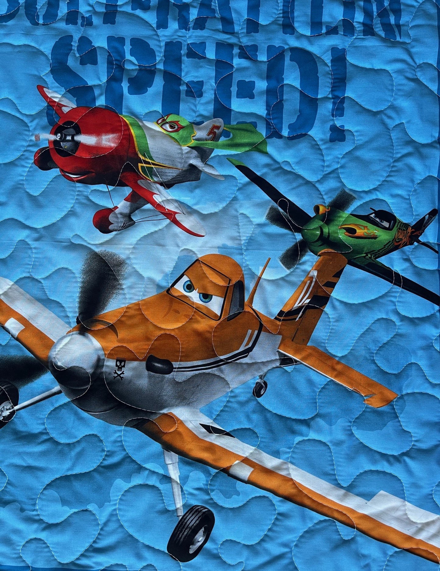 DISNEY PLANES *BOLT RATTLIN' SPEED* INSPIRED AIRPLANE QUILTED BLANKET
